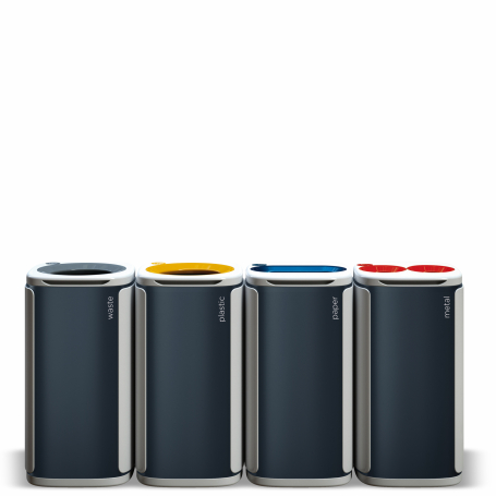 Recycling bins MBG Wastee 4-pack metal, plastic, waste, paper