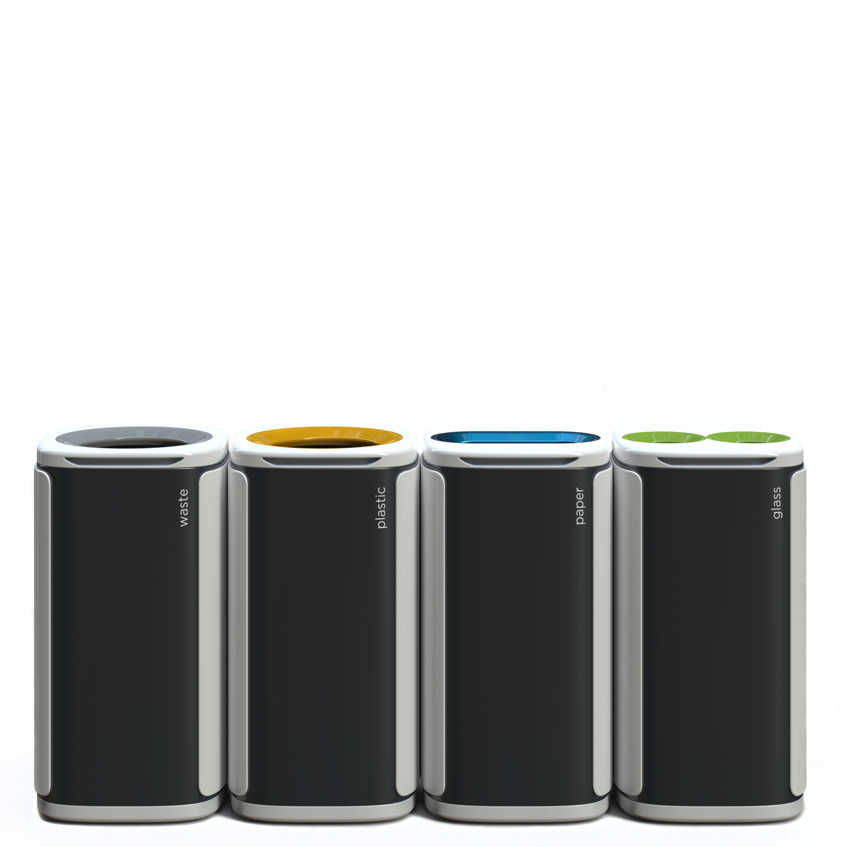 Recycling bins MBG Wastee 4-pack glass, plastic, waste, paper