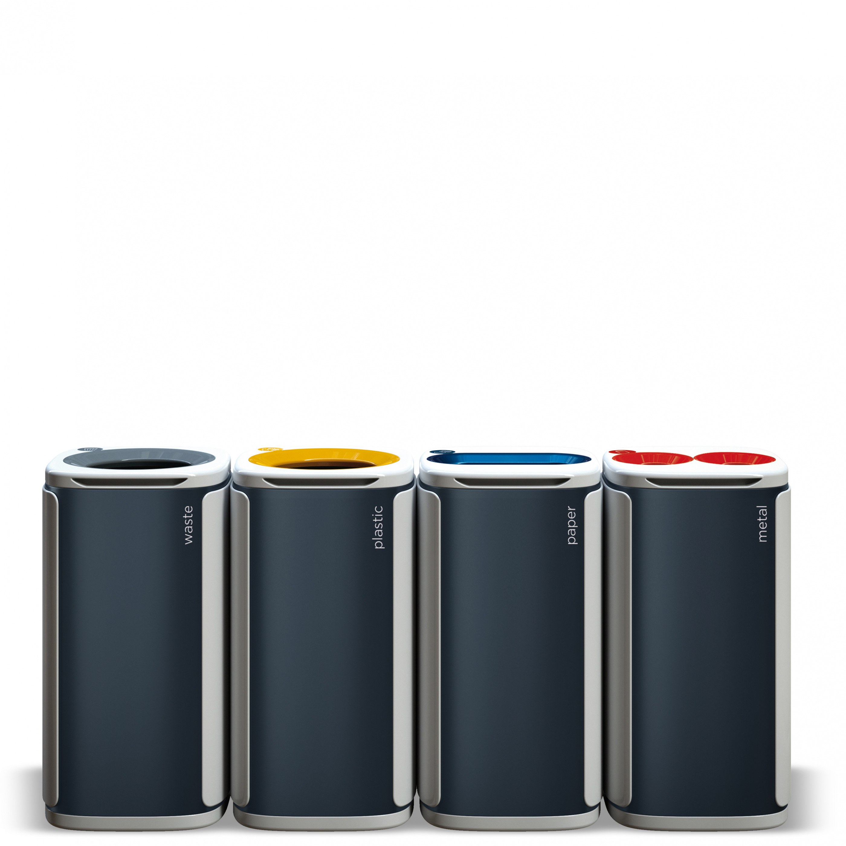 Recycling bins MBG Wastee 4-pack metal, plastic, waste, paper